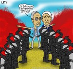 Uribe le dice al rector de la Universidad Nacional: 'Te falta mucho que aprender, Moisés'; enfrente de ellos, agentes del ESMAD rodeados de sangre