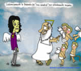 'Lastimosamente la propuesta del coro celestial fue rotundamente negada'; aparecen Michael Jackson, san Pedro y unos ángeles