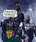 General de la Policía: 'Presencia militar de EUA en Colombia será reemplazada por tecnología'; al fondo, Terminator y Robocop
